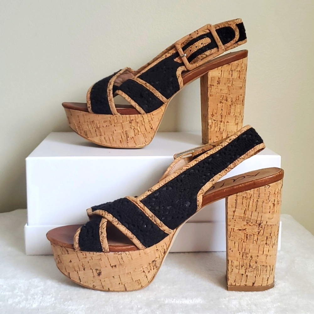 Platform Cork & Crochet Design Shoes by Kate & Mel